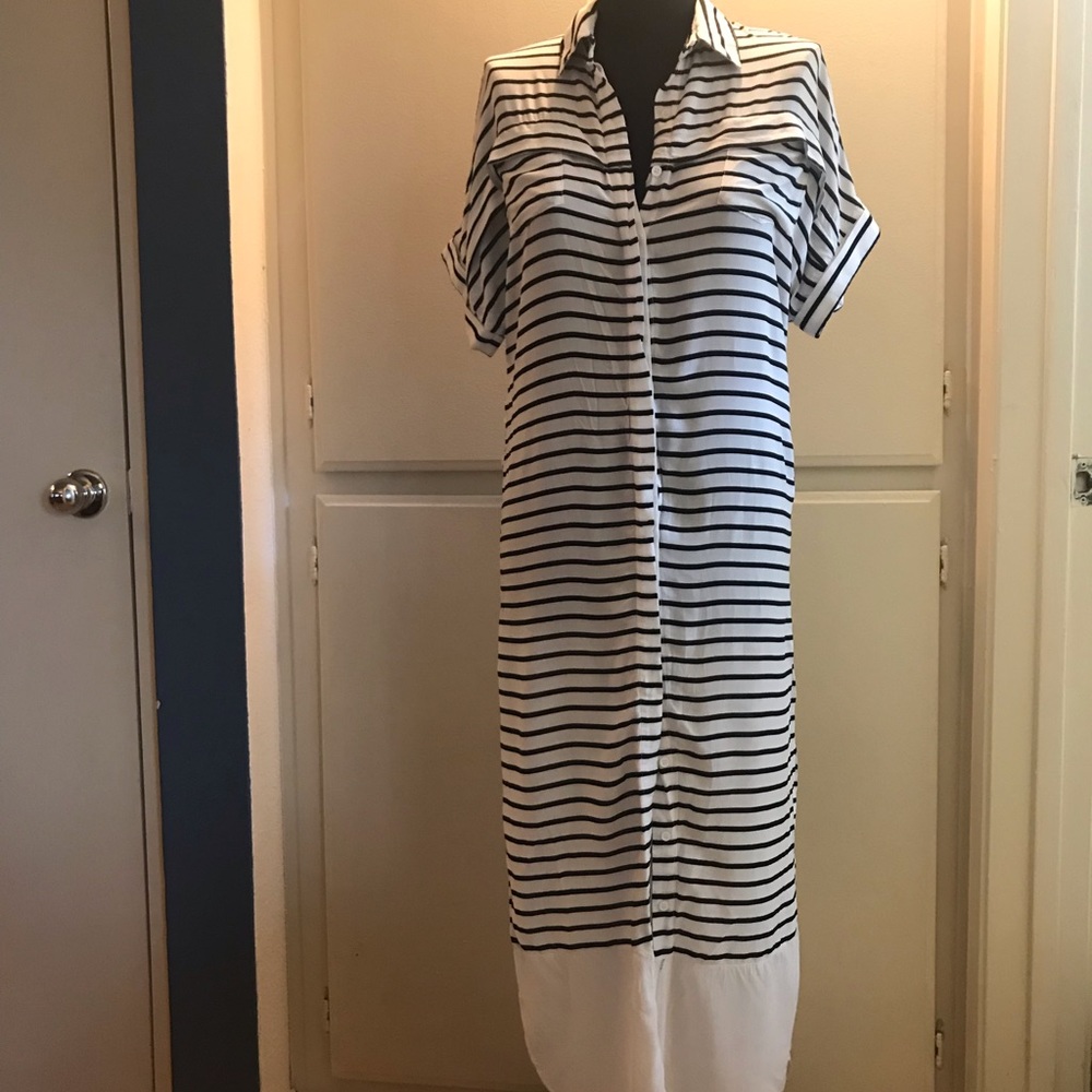 Striped Button Down Maxi Shirtdress